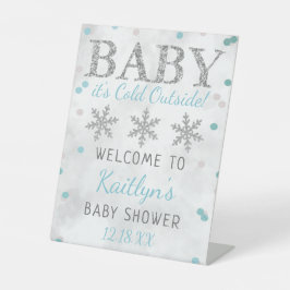 Baby Het is koud buiten Boys Winter Baby shower Reclamebord Met Voetstuk