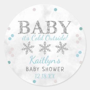 Baby Het is koud buiten Boys Winter Baby shower Ronde Sticker