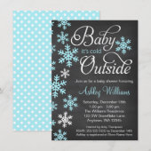 Baby Het is koud buiten Chalkboard Blue Baby showe Kaart (Voorkant / Achterkant)