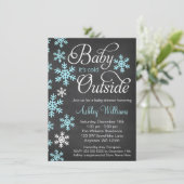 Baby Het is koud buiten Chalkboard Blue Baby showe Kaart (Staand voorkant)