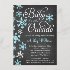 Baby Het is koud buiten Chalkboard Blue Baby showe Kaart