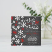Baby Het is koud Buiten Chalkboard Red Baby shower Kaart (Staand voorkant)