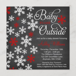 Baby Het is koud Buiten Chalkboard Red Baby shower Kaart