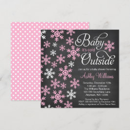 Baby Het is koud buiten Chalkboard Roze Baby showe Kaart