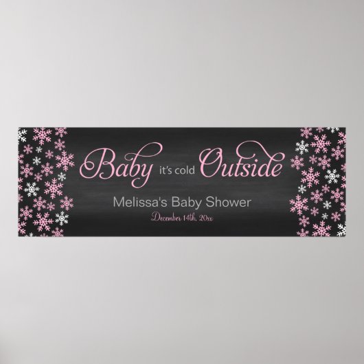 Baby Het is koud buiten Chalkboard Roze Baby showe Poster (Voorkant)