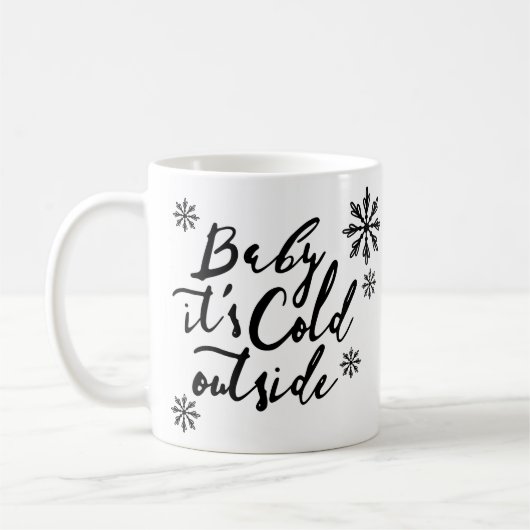Baby Het is koud buiten Chic Black Script Koffiemok (Links)