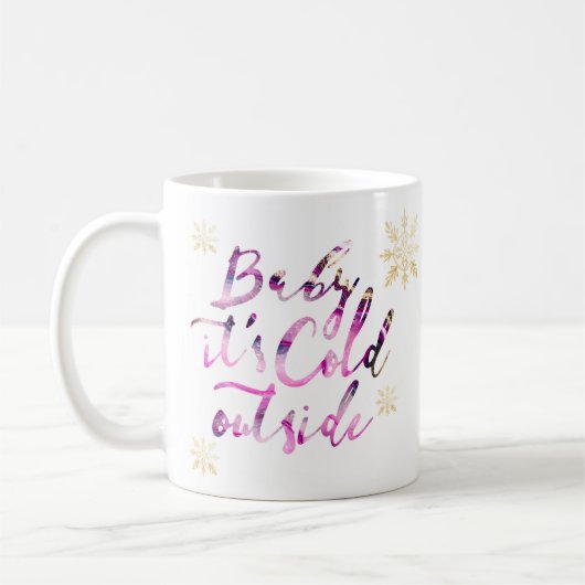 Baby Het is koud buiten Chic Pink Waterverf Script Koffiemok (Links)