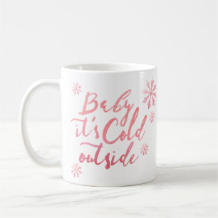 Baby Het is Koud Buiten Chic Pink Waterverf Script Koffiemok