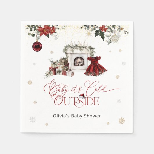 Baby het is koud buiten Christmas Girl Baby shower Servet (Voorkant)