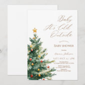 Baby het is koud buiten Christmas Tree Baby shower Bedankkaart (Voorkant / Achterkant)