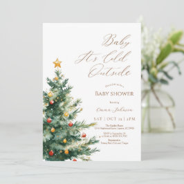 Baby het is koud buiten Christmas Tree Baby shower Bedankkaart