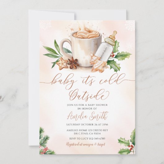 Baby Het is koud buiten Cozy Winter Baby shower Kaart (Voorkant)