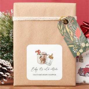 Baby Het is koud buiten Cozy Winter Baby shower Vierkante Sticker