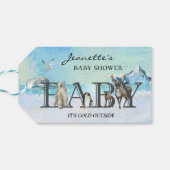 Baby Het is koud buiten de Arctic Animal Shower Cadeaulabel (Achterkant Horizontaal)