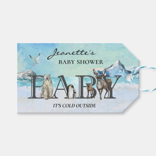 Baby Het is koud buiten de Arctic Animal Shower Cadeaulabel (Voorkant (Horizontaal))