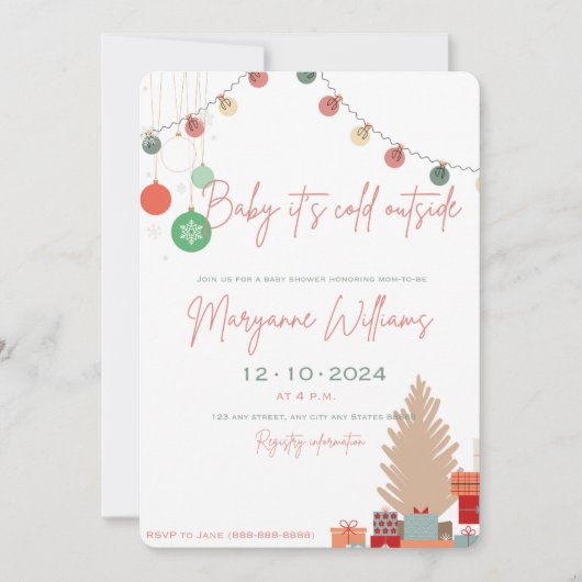 Baby het is koud buiten de baby shower uitnodiging (Voorkant)