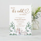Baby het is koud buiten de baby shower uitnodiging (Staand voorkant)