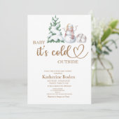 Baby het is koud buiten de baby shower uitnodiging (Staand voorkant)