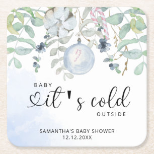 Baby het is koud buiten de baby shower uitnodiging kartonnen onderzetters