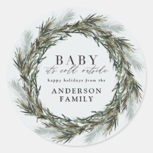 Baby het is koud buiten de baby vakantiestickers ronde sticker