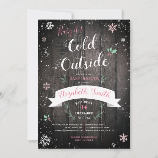 Baby, het is koud buiten de babydouche voor baby's kaart (Voorkant)