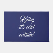 Baby het is koud buiten de marineblauw-witte gewoo deurmat (Voorkant)