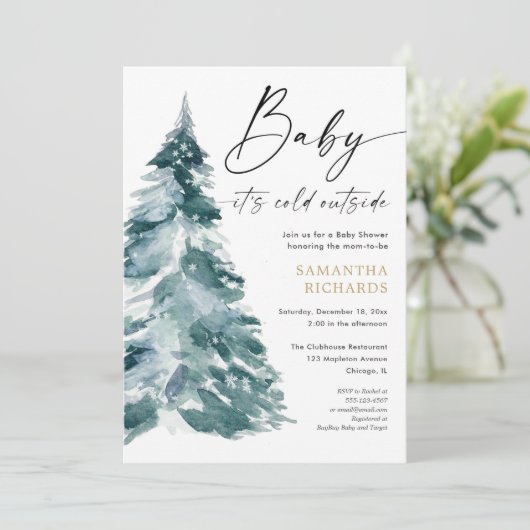 Baby het is koud buiten de moderne kalligrafie win kaart (Staand voorkant)