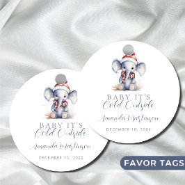 Baby Het is koud buiten de olifant kerstdouche Bedankjes Labels