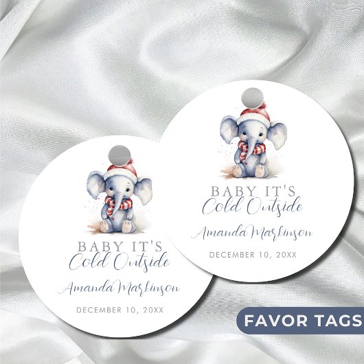 Baby Het is koud buiten de olifant kerstdouche Bedankjes Labels