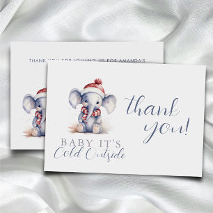Baby Het is koud buiten de olifant kerstdouche Bedankkaart