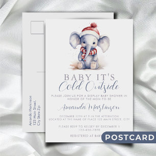 Baby Het is koud buiten de olifant kerstdouche Briefkaart