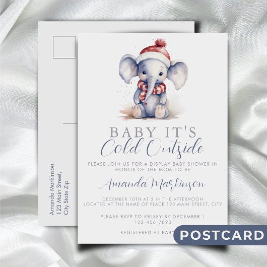 Baby Het is koud buiten de olifant kerstdouche Briefkaart