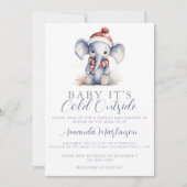 Baby Het is koud buiten de olifant kerstdouche Kaart (Voorkant)