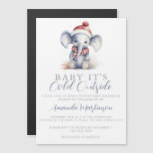 Baby Het is koud buiten de olifant kerstdouche Magnetische Uitnodiging (Voorkant / Achterkant)