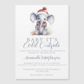 Baby Het is koud buiten de olifant kerstdouche Magnetische Uitnodiging (Voorkant)