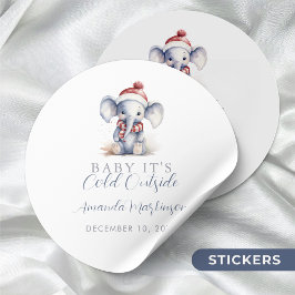 Baby Het is koud buiten de olifant kerstdouche Ronde Sticker