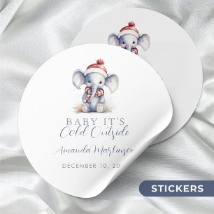 Baby Het is koud buiten de olifant kerstdouche Ronde Sticker