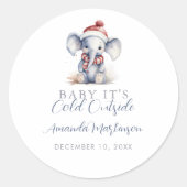 Baby Het is koud buiten de olifant kerstdouche Ronde Sticker (Voorkant)