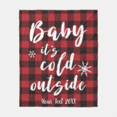 Baby Het is koud buiten de rode buffelplaat Fleece Deken (Voorkant)