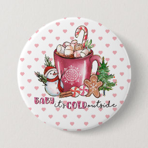 Baby Het is koud buiten de warme cacaoMok, Snowman Ronde Button 7,6 Cm