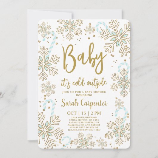 Baby Het is koud buiten de winter Kerstmis Baby Bo Kaart (Voorkant)