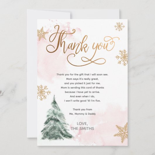 Baby Het is koud buiten de winterboom Dank je kaar Kaart (Voorkant)