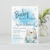 Baby Het is koud buiten de winterverjaardag Kaart (Staand voorkant)