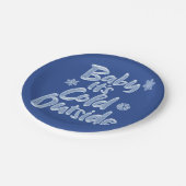 Baby Het is koud buiten Deep Blue Frozen Christmas Papieren Bordje (Gekanteld)