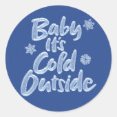 Baby Het is koud buiten Deep Blue Frozen Christmas Ronde Sticker (Voorkant)