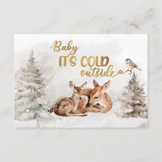 Baby het is koud buiten Deer Advies Baby shower Informatiekaartje (Achterkant)