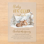 Baby het is koud buiten Deer Forest Baby shower Acryl Uitnodigingen (Voorkant)