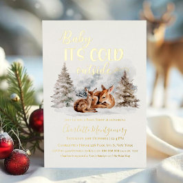 Baby het is koud buiten Deer Forest Baby shower Folie Uitnodiging