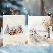 Baby het is koud buiten Deer Forest Baby shower Folie Uitnodiging