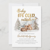 Baby het is koud buiten Deer Forest Baby shower Kaart (Voorkant)